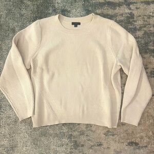 J Crew Ribbed Stretch Crewneck- Medium- Natural